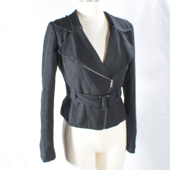 Black Moto Jacket Joan Jett Style Size Medium Edgy Punk Goth - Picture 3 of 10